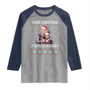 Christmas Trump Vance Raglan Shirt Make Xmas Great Again Funny Republicans Ugly Sweater TS02 Sport Gray Navy Print Your Wear