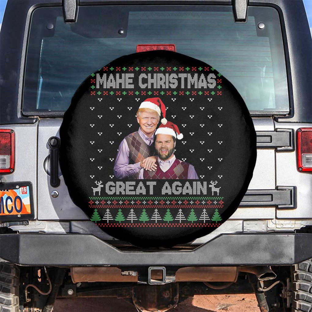 Christmas Trump Vance Spare Tire Cover Make Xmas Great Again Funny Republicans Ugly Sweater TS02 No hole Black Print Your Wear