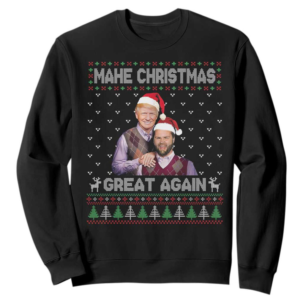 Christmas Trump Vance Sweatshirt Make Xmas Great Again Funny Republicans Ugly Sweater TS02 Black Print Your Wear