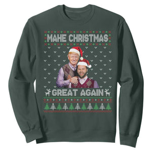 Christmas Trump Vance Sweatshirt Make Xmas Great Again Funny Republicans Ugly Sweater TS02 Dark Forest Green Print Your Wear