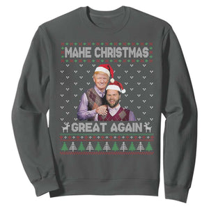 Christmas Trump Vance Sweatshirt Make Xmas Great Again Funny Republicans Ugly Sweater TS02 Dark Heather Print Your Wear