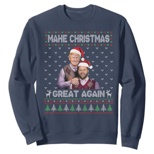 Christmas Trump Vance Sweatshirt Make Xmas Great Again Funny Republicans Ugly Sweater TS02 Navy Print Your Wear