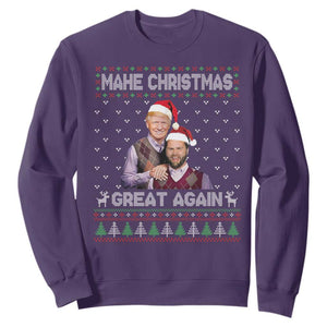 Christmas Trump Vance Sweatshirt Make Xmas Great Again Funny Republicans Ugly Sweater TS02 Purple Print Your Wear