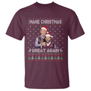 Christmas Trump Vance T Shirt Make Xmas Great Again Funny Republicans Ugly Sweater TS02 Maroon Print Your Wear