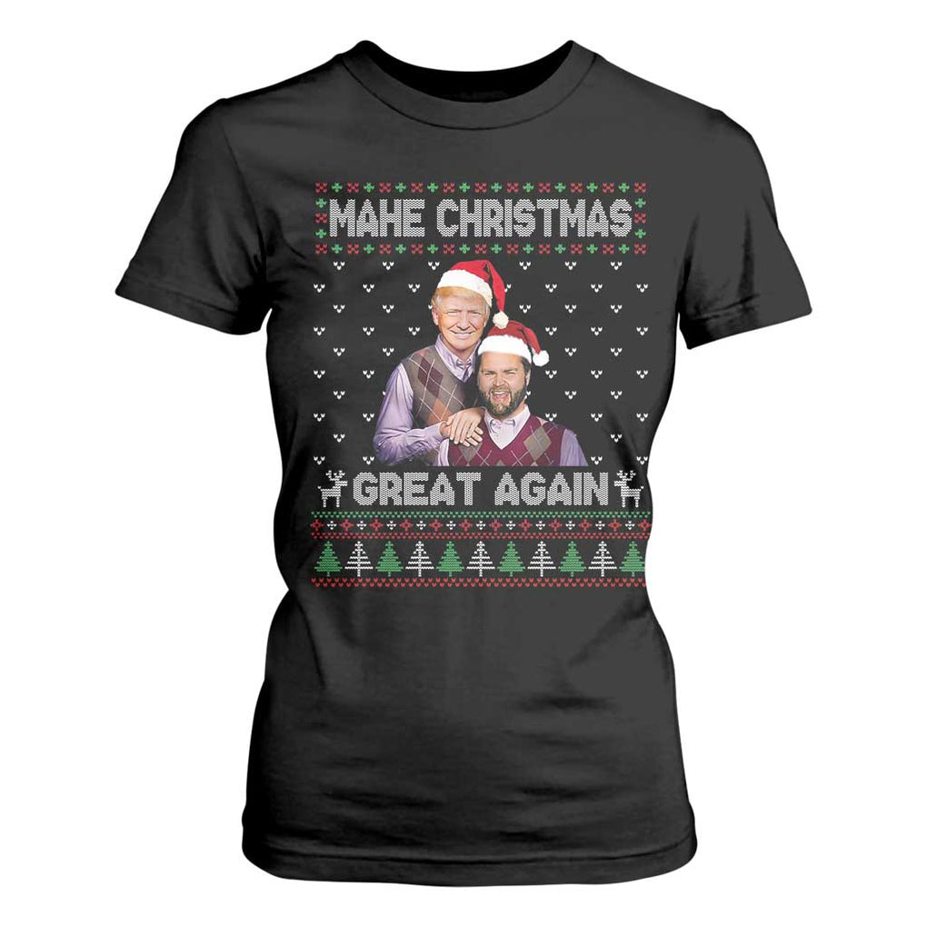 Christmas Trump Vance T Shirt For Women Make Xmas Great Again Funny Republicans Ugly Sweater TS02 Black Print Your Wear