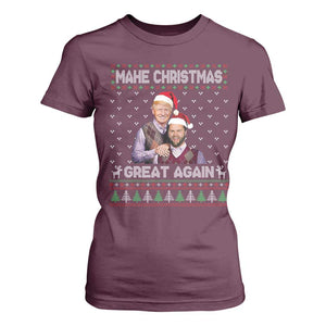 Christmas Trump Vance T Shirt For Women Make Xmas Great Again Funny Republicans Ugly Sweater TS02 Maroon Print Your Wear