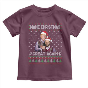 Christmas Trump Vance Toddler T Shirt Make Xmas Great Again Funny Republicans Ugly Sweater TS02 Maroon Print Your Wear