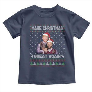 Christmas Trump Vance Toddler T Shirt Make Xmas Great Again Funny Republicans Ugly Sweater TS02 Navy Print Your Wear