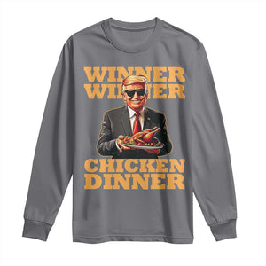 Trump Won 2024 Winner Long Sleeve Shirt Funny Winner Chicken Dinner TS02 Charcoal Print Your Wear