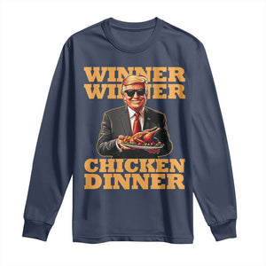 Trump Won 2024 Winner Long Sleeve Shirt Funny Winner Chicken Dinner TS02 Navy Print Your Wear