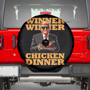 Trump Won 2024 Winner Spare Tire Cover Funny Winner Chicken Dinner TS02 Black Print Your Wear