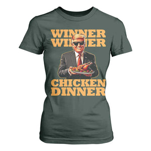 Trump Won 2024 Winner T Shirt For Women Funny Winner Chicken Dinner TS02 Dark Forest Green Print Your Wear