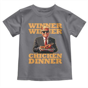 Trump Won 2024 Winner Toddler T Shirt Funny Winner Chicken Dinner TS02 Charcoal Print Your Wear