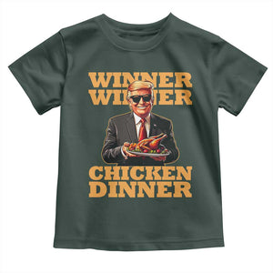 Trump Won 2024 Winner Toddler T Shirt Funny Winner Chicken Dinner TS02 Dark Forest Green Print Your Wear