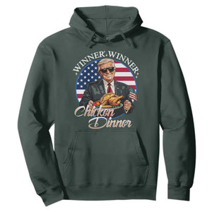 Trump Won 2024 Winner Hoodie Funny Winner Chicken Dinner American Flag TS02 Dark Forest Green Print Your Wear