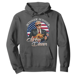 Trump Won 2024 Winner Hoodie Funny Winner Chicken Dinner American Flag TS02 Dark Heather Print Your Wear