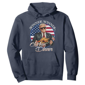 Trump Won 2024 Winner Hoodie Funny Winner Chicken Dinner American Flag TS02 Navy Print Your Wear