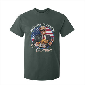 Trump Won 2024 Winner T Shirt For Kid Funny Winner Chicken Dinner American Flag TS02 Dark Forest Green Print Your Wear