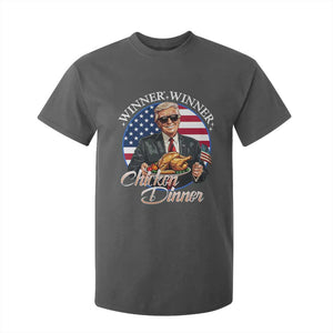 Trump Won 2024 Winner T Shirt For Kid Funny Winner Chicken Dinner American Flag TS02 Dark Heather Print Your Wear