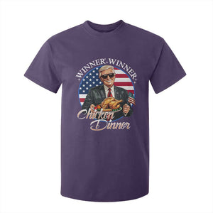 Trump Won 2024 Winner T Shirt For Kid Funny Winner Chicken Dinner American Flag TS02 Purple Print Your Wear