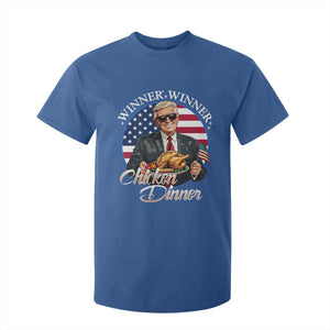 Trump Won 2024 Winner T Shirt For Kid Funny Winner Chicken Dinner American Flag TS02 Royal Blue Print Your Wear