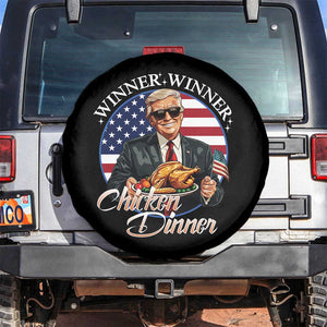 Trump Won 2024 Winner Spare Tire Cover Funny Winner Chicken Dinner American Flag TS02 No hole Black Print Your Wear