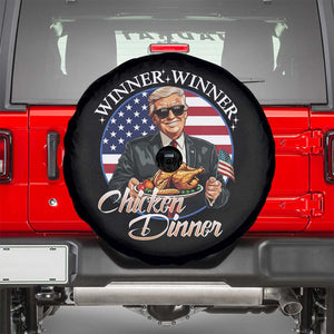 Trump Won 2024 Winner Spare Tire Cover Funny Winner Chicken Dinner American Flag TS02 Black Print Your Wear