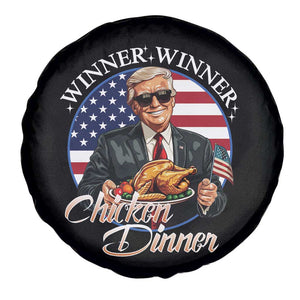 Trump Won 2024 Winner Spare Tire Cover Funny Winner Chicken Dinner American Flag TS02 Print Your Wear