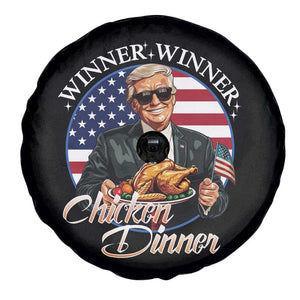 Trump Won 2024 Winner Spare Tire Cover Funny Winner Chicken Dinner American Flag TS02 Print Your Wear