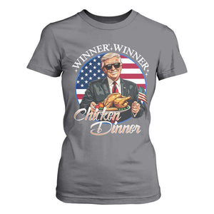 Trump Won 2024 Winner T Shirt For Women Funny Winner Chicken Dinner American Flag TS02 Charcoal Print Your Wear