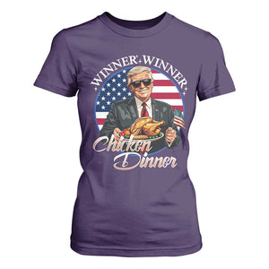 Trump Won 2024 Winner T Shirt For Women Funny Winner Chicken Dinner American Flag TS02 Purple Print Your Wear