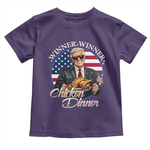 Trump Won 2024 Winner Toddler T Shirt Funny Winner Chicken Dinner American Flag TS02 Purple Print Your Wear