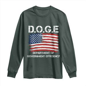 Trump Elon 2024 Long Sleeve Shirt D.O.G.E Department Of Government Efficiency DOGE TS02 Dark Forest Green Print Your Wear