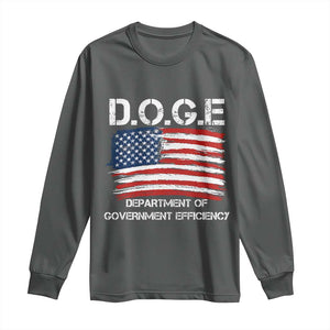 Trump Elon 2024 Long Sleeve Shirt D.O.G.E Department Of Government Efficiency DOGE TS02 Dark Heather Print Your Wear