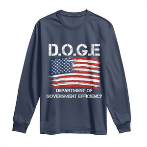 Trump Elon 2024 Long Sleeve Shirt D.O.G.E Department Of Government Efficiency DOGE TS02 Navy Print Your Wear