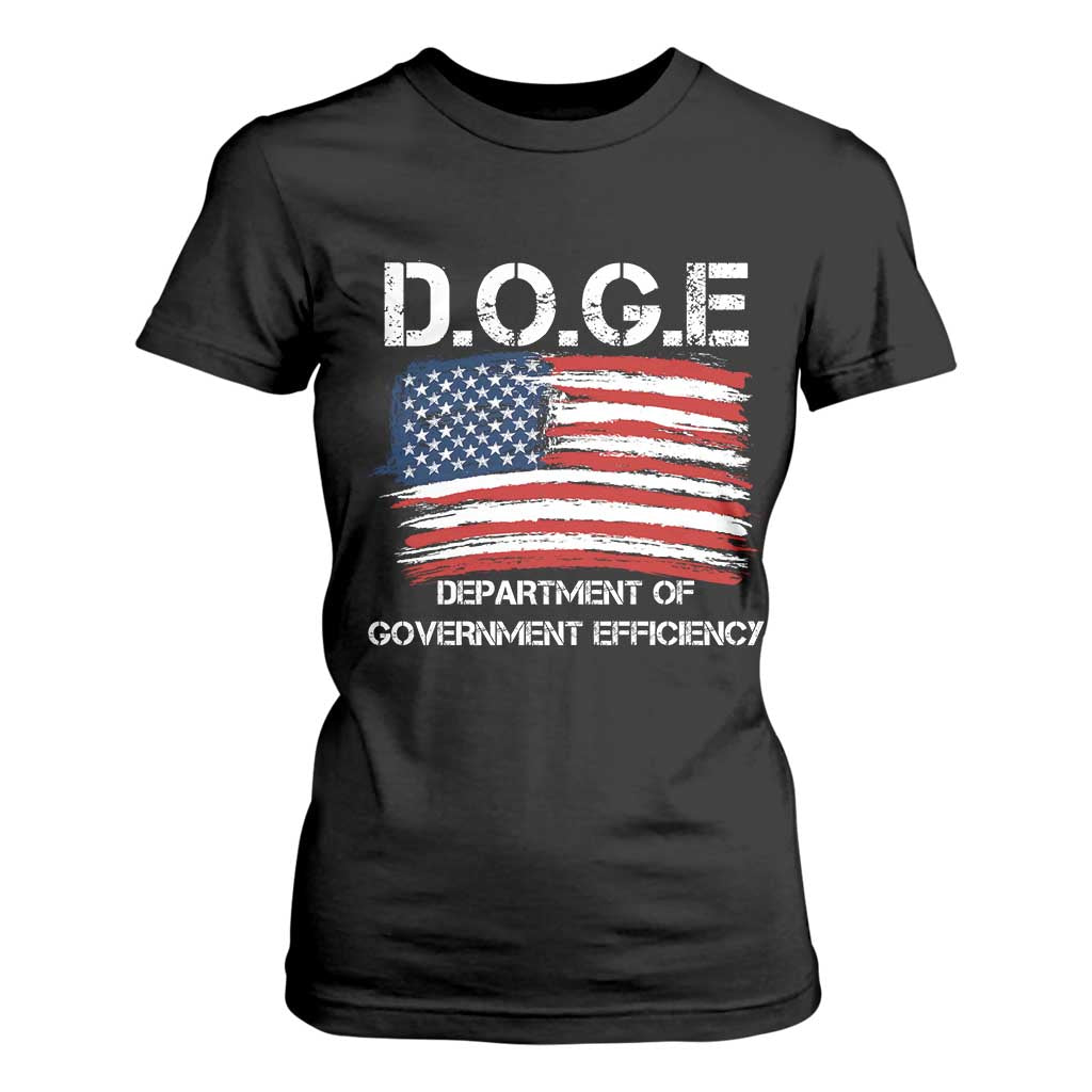 Trump Elon 2024 T Shirt For Women D.O.G.E Department Of Government Efficiency DOGE TS02 Black Print Your Wear