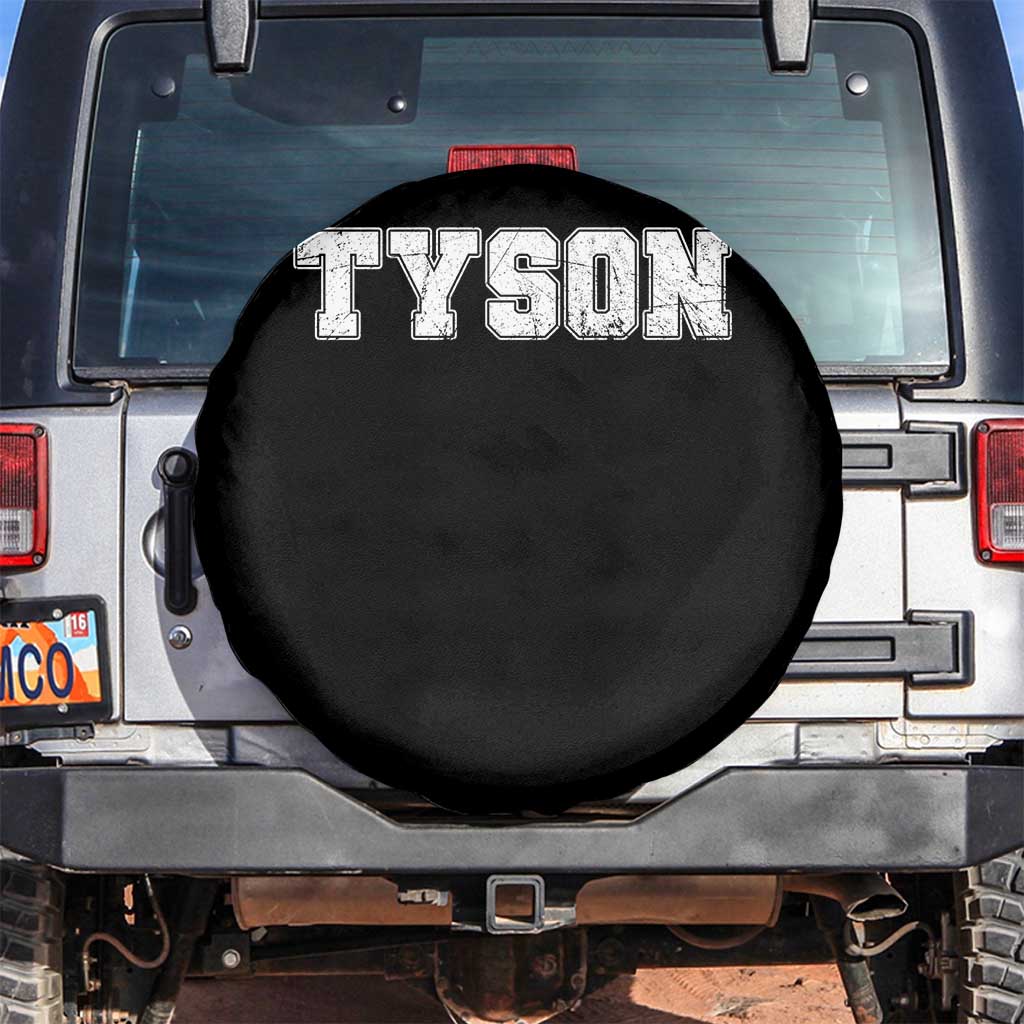 Team Tyson Spare Tire Cover Family Personalized Name Retro Vintage Minimalism TS02 No hole Black Print Your Wear