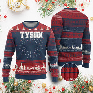 Team Tyson Ugly Christmas Sweater Family Personalized Name Retro Vintage Minimalism TS02 Burgundy Print Your Wear