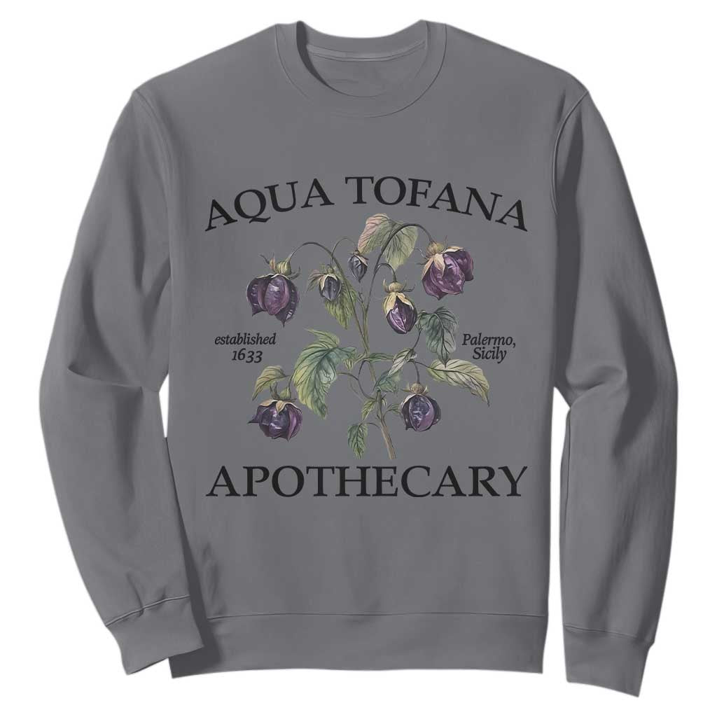 Funny Feminist Vintage Aqua Tofana Apothecary Graphic Minimalism Sweatshirt TS02 Charcoal Print Your Wear