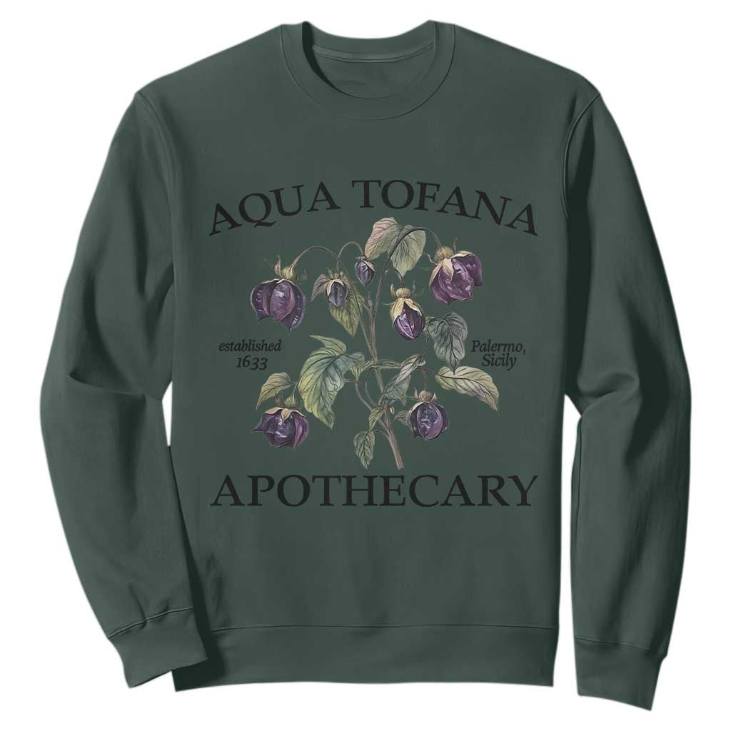 Funny Feminist Vintage Aqua Tofana Apothecary Graphic Minimalism Sweatshirt TS02 Dark Forest Green Print Your Wear