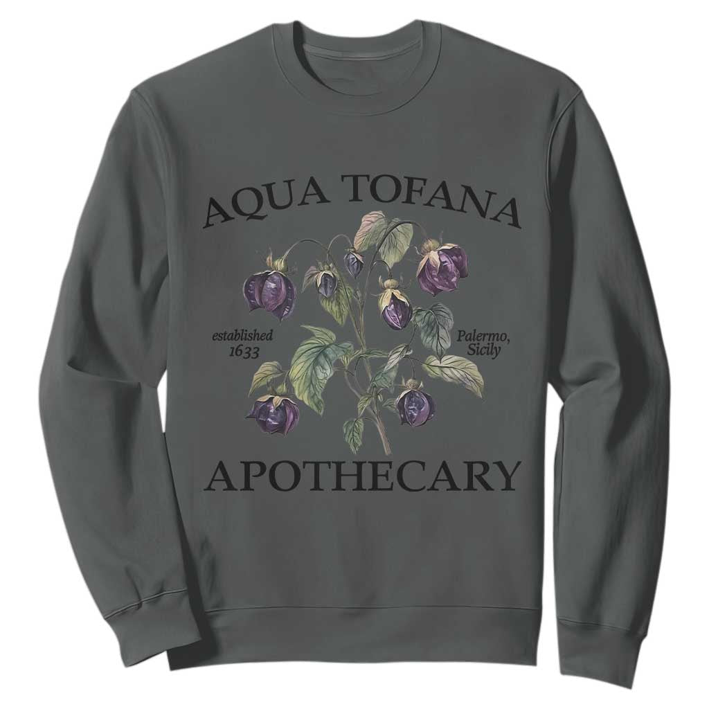 Funny Feminist Vintage Aqua Tofana Apothecary Graphic Minimalism Sweatshirt TS02 Dark Heather Print Your Wear