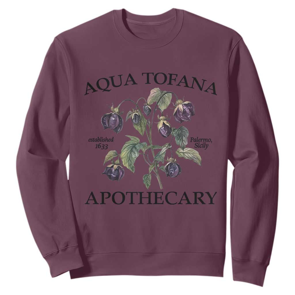 Funny Feminist Vintage Aqua Tofana Apothecary Graphic Minimalism Sweatshirt TS02 Maroon Print Your Wear