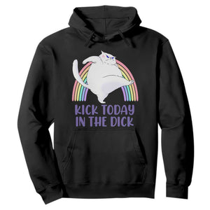 Funny Sarcastic Cat Hoodie Kick Today In The Dick Pastel Rainbow TS02 Black Print Your Wear