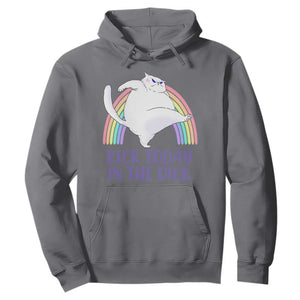 Funny Sarcastic Cat Hoodie Kick Today In The Dick Pastel Rainbow TS02 Charcoal Print Your Wear