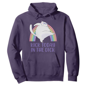 Funny Sarcastic Cat Hoodie Kick Today In The Dick Pastel Rainbow TS02 Purple Print Your Wear