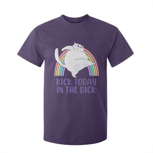 Funny Sarcastic Cat T Shirt For Kid Kick Today In The Dick Pastel Rainbow TS02 Purple Print Your Wear