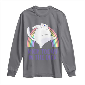 Funny Sarcastic Cat Long Sleeve Shirt Kick Today In The Dick Pastel Rainbow TS02 Charcoal Print Your Wear