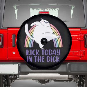 Funny Sarcastic Cat Spare Tire Cover Kick Today In The Dick Pastel Rainbow TS02 Black Print Your Wear