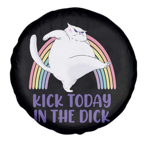 Funny Sarcastic Cat Spare Tire Cover Kick Today In The Dick Pastel Rainbow TS02 Print Your Wear