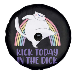 Funny Sarcastic Cat Spare Tire Cover Kick Today In The Dick Pastel Rainbow TS02 Print Your Wear